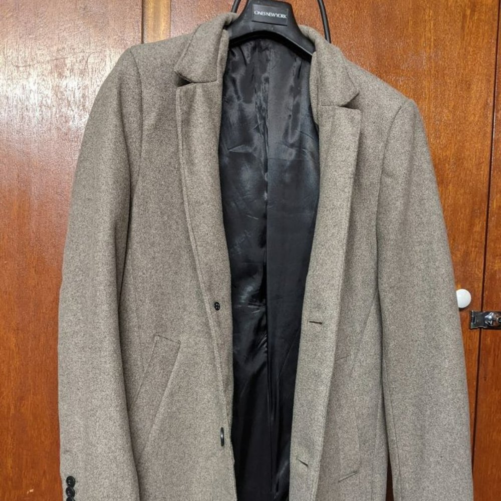Men's Beige Wool-blend Spring / Fall Coat - Picture 2 of 5